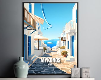 Mykonos Greece Wall Art Print, Beautiful Aegean Landscape Decor for Home, Beach House