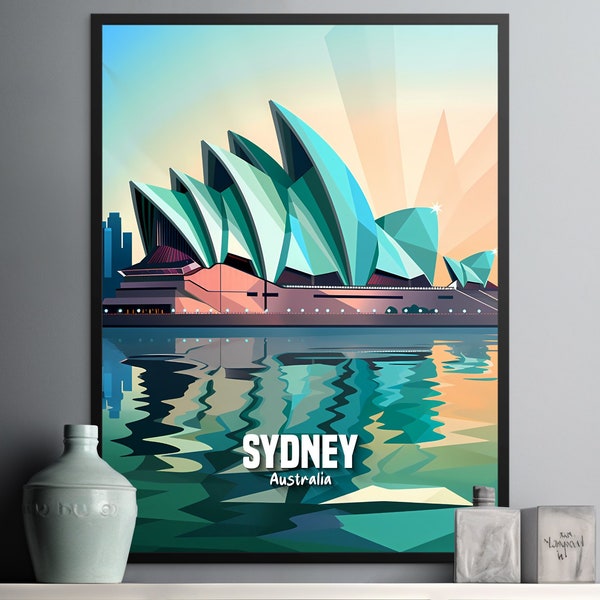 Travel Poster Sydney Australia Print Opera House Birthday Gift Wall Art Home Decoration