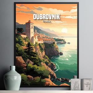 Stunning Dubrovnik Croatia Wall Art Print, Coastal Landscape, Home Decor, Travel Poster