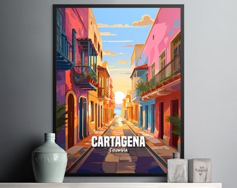 Colorful Cartagena Colombia Street Art Print, Vibrant Wall Decor for Home, Unique Gift