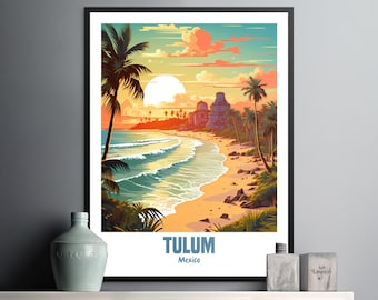 Tropical Sunset Tulum Wall Art, Pastel Beach Decor, Nature Print, Fine Art Poster, Modern Home Decoration, Coastal Artwork, Nautical Theme