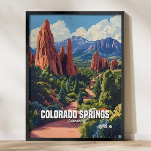 Colorado Springs Nature Landscape Wall Art, Colorado Poster Print, Mountain and Forest Scene Art Decor, Garden of the Gods Art