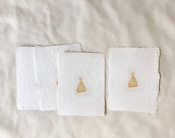 party hat celebration card, minimalist hand painted design printed on handmade paper