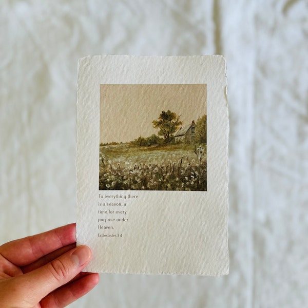 field of cotton art print on handmade paper | quote print | bible verse | inspirational wall art