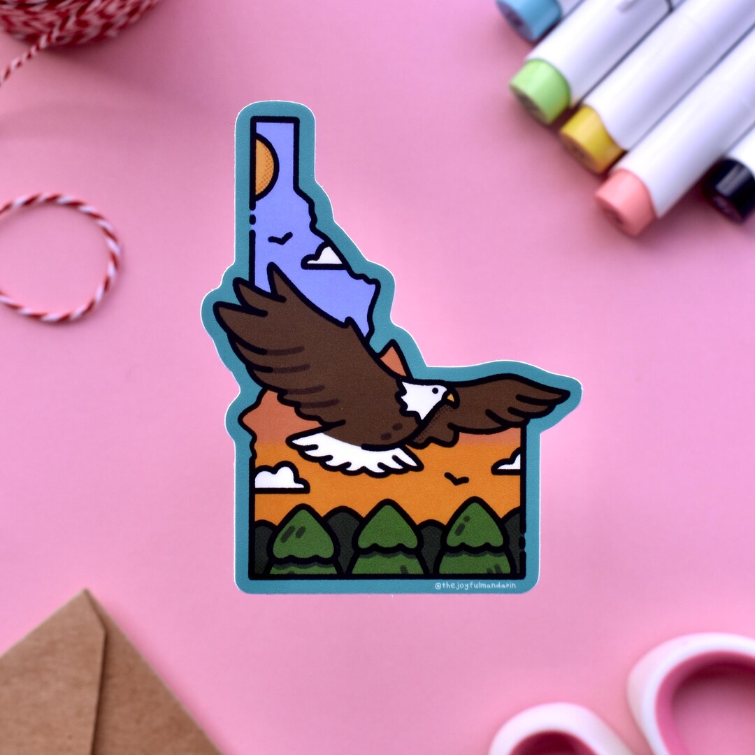 Idaho Eagle Vinyl Sticker, PNW Wildlife Merch, Outdoors Enthusiast ...