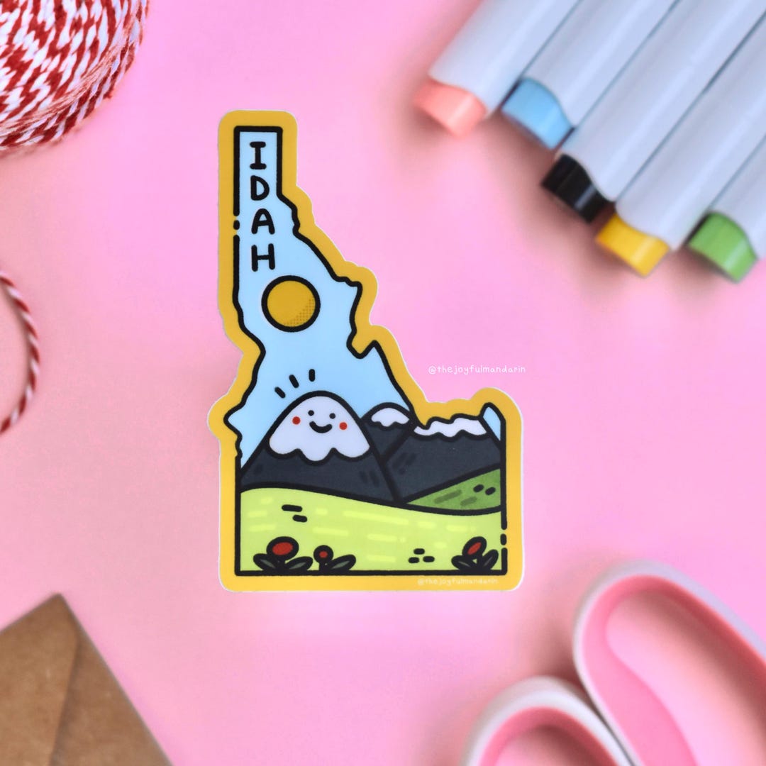 Idaho Mountains Vinyl Sticker, Idaho State PNW Laptop Water Bottle ...