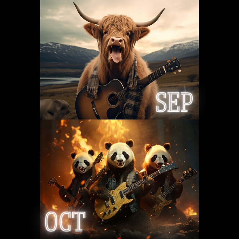 Animal Rockers Calendars 2025, A3 & A4 Hanging Calendars, Funny