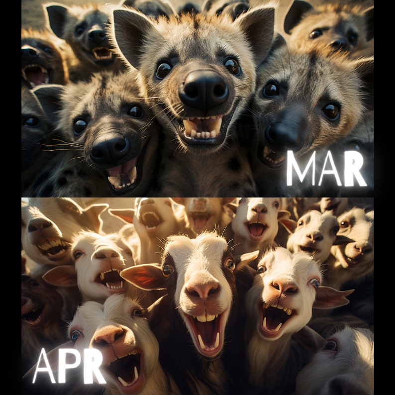 Safari Selfie Calendars 2024, A3 & A4 Hanging Calendars, Funny Calendar