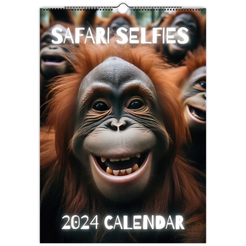 Safari Selfie Calendars 2024, A3 & A4 Hanging Calendars, Funny Calendar