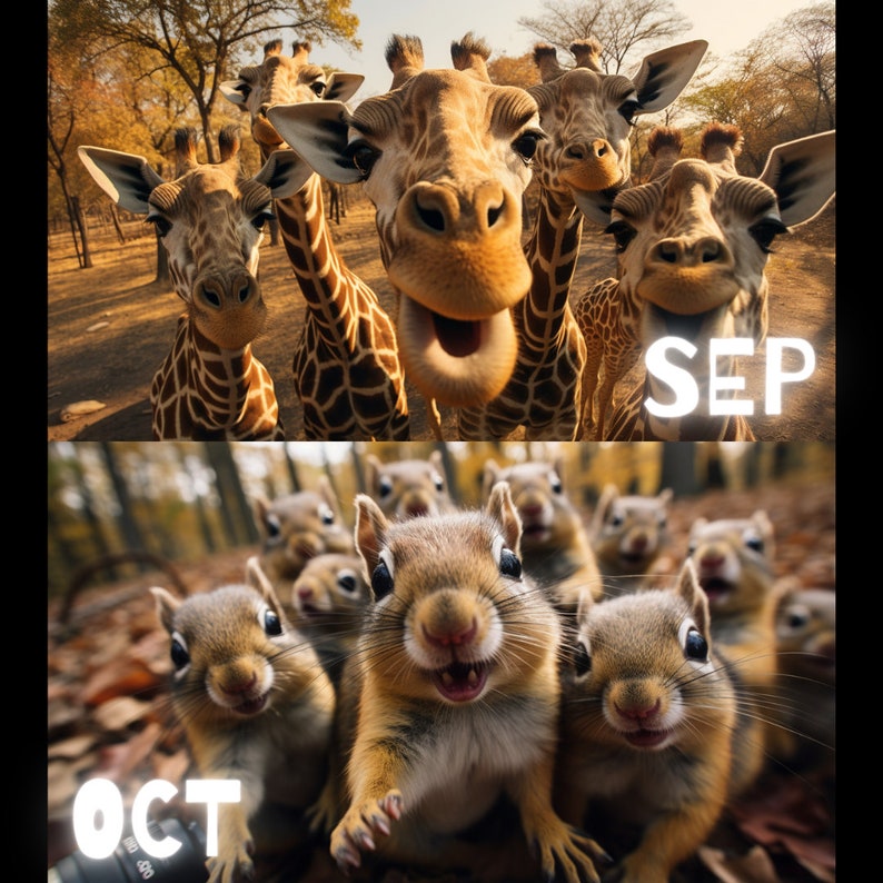 Safari Selfie Calendars 2024, A3 & A4 Hanging Calendars, Funny Calendar