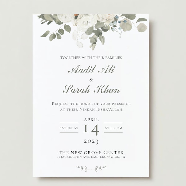 Customizable Wedding Card | Muslim Wedding Nikkah, Wedding, Cultural