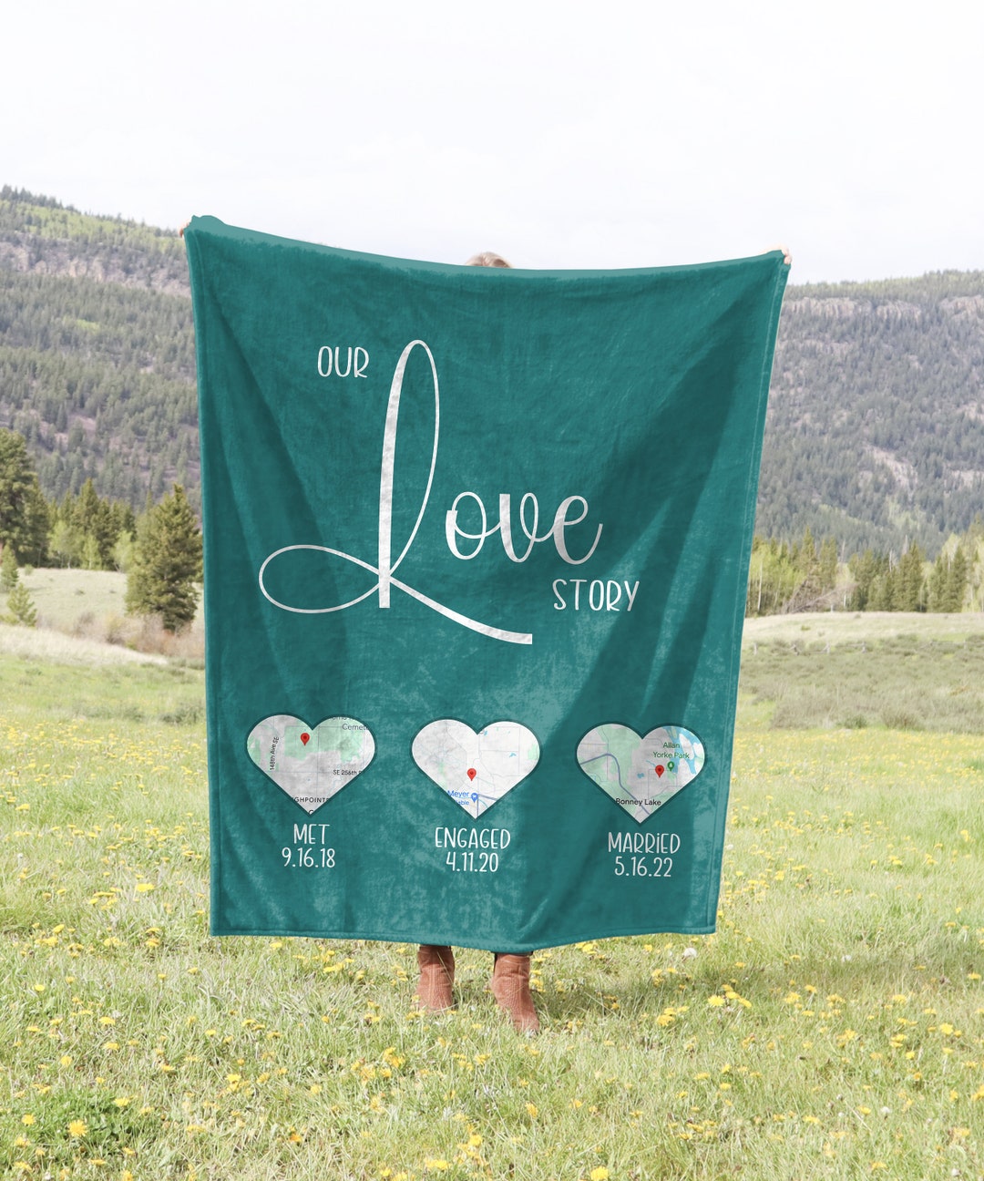Personalized Couple Throw Blanket, Anniversary Gift, Personalized