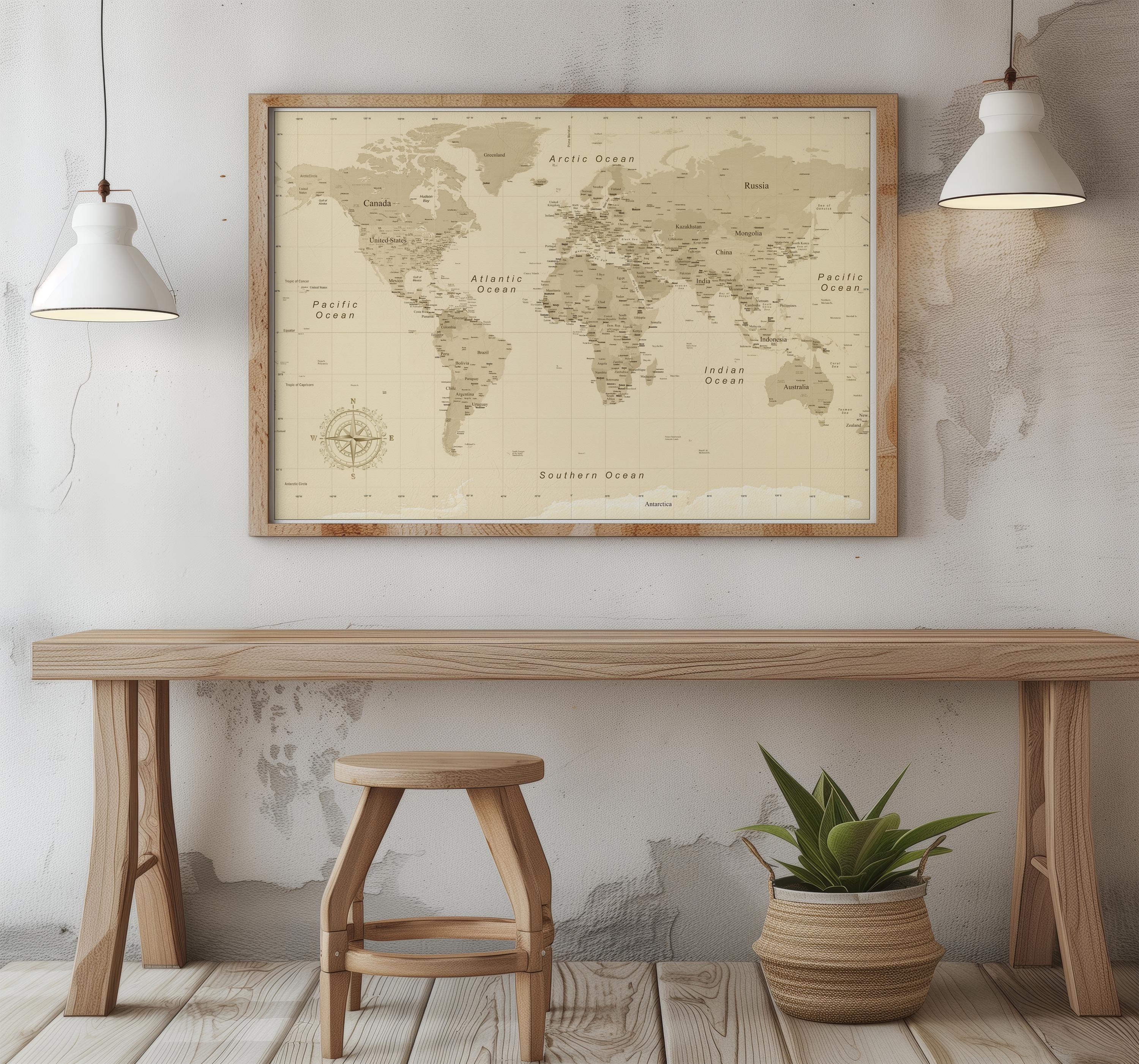 1695 Old World Historic Vintage Style Wall Map Poster - 20x24 Inches, Matte Paper