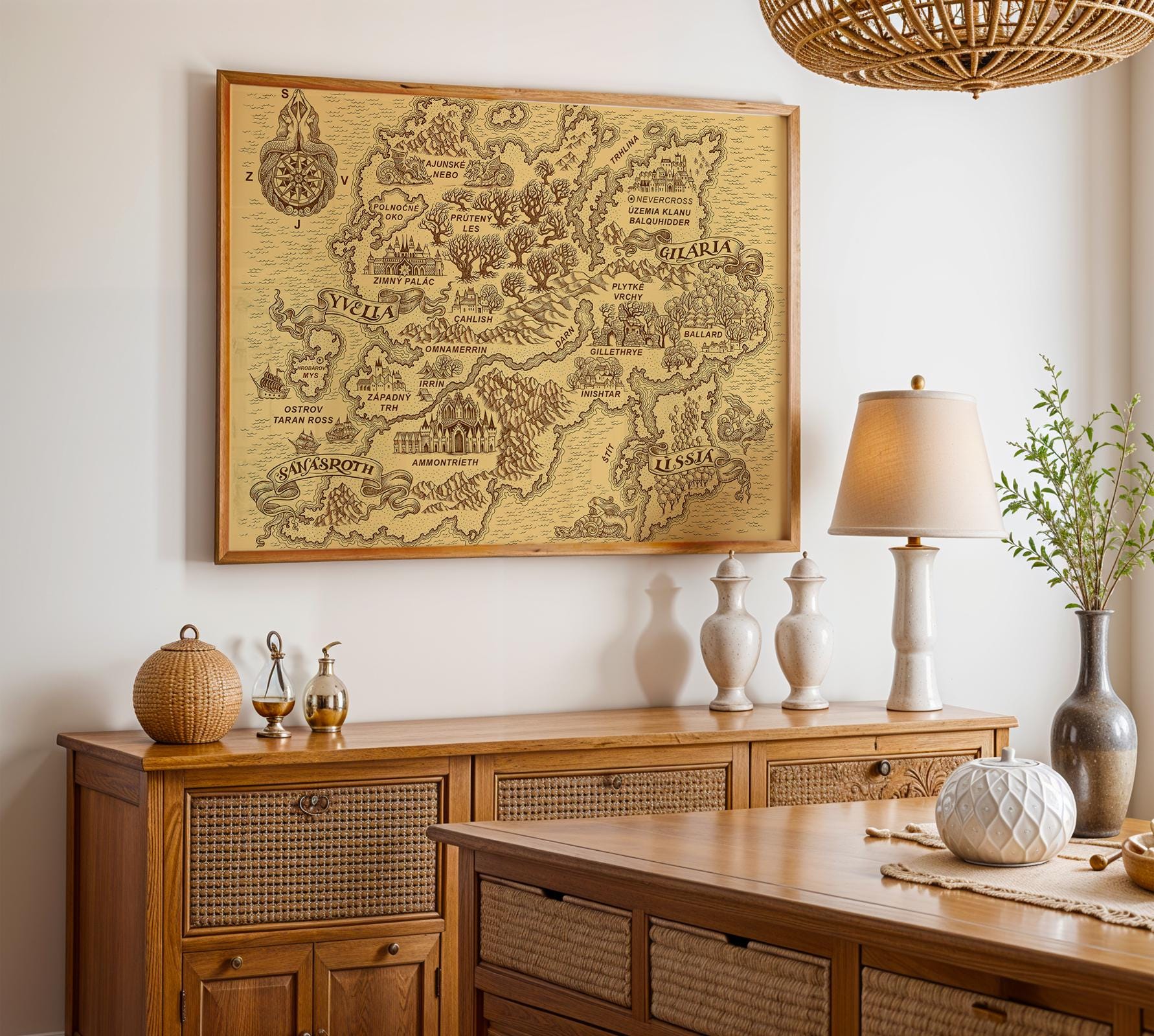 Vintage Fantasy World Map Art Print, Mythical RPG Decor (digital ...