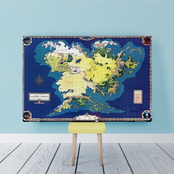 Lord Of The Rings Map, Middle Earth Map, LOTR, Lord Of The Rings, Middle Earth, Map Of Middle Earth, LOTR Print, LOTR Map, Map Wall Art