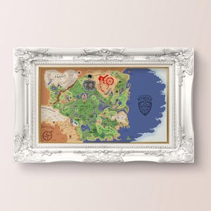 Karte Von Hyrule Aus Die Legende Von Zelda, Zelda Karte, Hyrule Karte, Prinzessin Zelda, Zelda, Breath Of The Wilds, Tränen Des Königreichs, Hyrule Poster