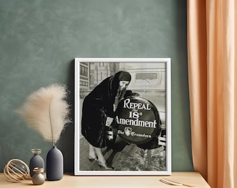 Prohibition Poster: Repeal 18th Amendment, Vintage Bar Cart Decor (Digital Download)