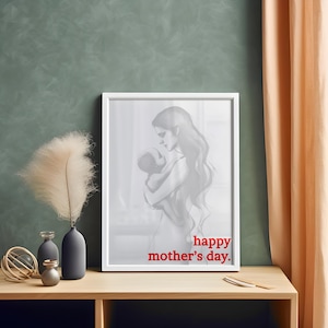 Mother&#39;s Day Art Print: Mom and Baby Portrait (Digital Download)