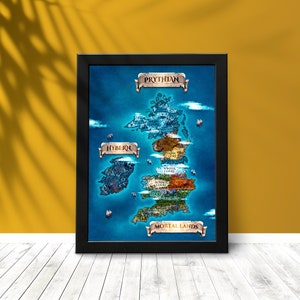 Prythian Karte, Prythian Poster, Prythian Wand Kunst, Dornen und Rosen, Karte Acotar, Fantasy Karte