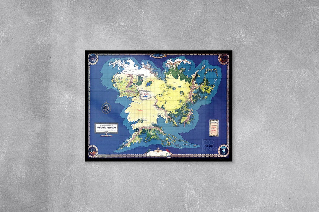 Color Middle Earth Map Middle Earth Map Print, Tolkien Art, Fantasy Wall Decor (digital ...