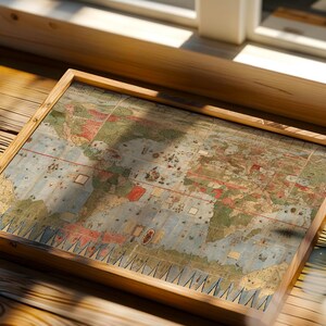 Poster della mappa del mondo di Urbano Monte del 1587: antica mappa della Terra piatta (download digitale)