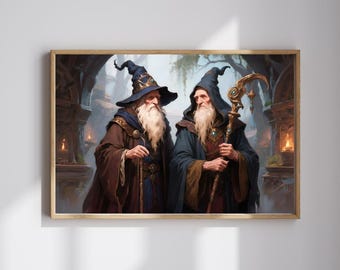 Fantasy Wizard Print: Mystical Sorcerers, Elder Mage Artwork (Digital Download)