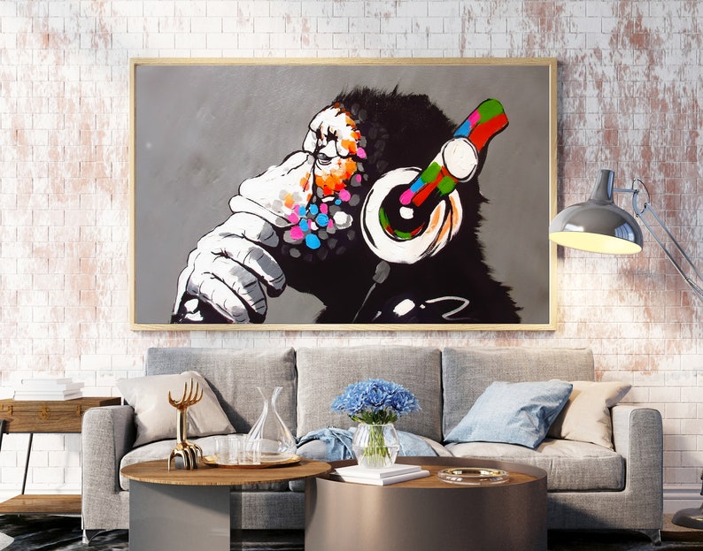 MJEDC Banksy Bilder Leinwand 3 Affen Bild Graffiti  Produktbild-Vorschau 3