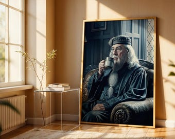 賢い魔法使いの肖像画、校長先生のイラスト、魔法の研究室の装飾、ファンタジーデジタル絵画のダウンロード