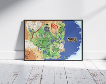 Map Of Hyrule From Legend Of Zelda, Zelda Map, Hyrule Map, Princess Zelda, Zelda, Breath Of The Wild, Tears Of The Kingdom, Hyrule Poster