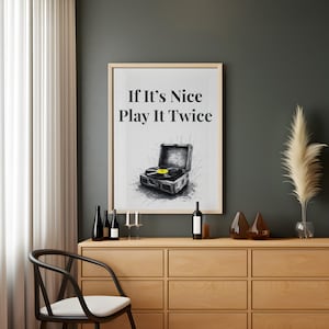 Wenn es schön ist, spiel es zweimal, Musik Wandkunst, Retro Groovy Druck, trendige Kunst, digitaler Plattenspieler Poster, digitaler Download, Plattenspieler Design