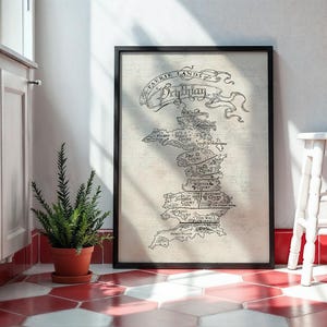 Prythische kaartposter, Acotar digitale print, fantasy kunst aan de muur, afdrukbare leesgrage kunst, kamerdecor, decor Hof van doornen en rozen, digitale kunst