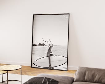 Black and White Surfer Girl Fashion Print (Digital Download)