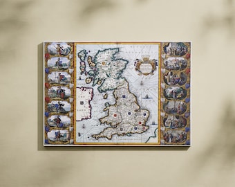 Mappa antica delle Isole britanniche 1676, Stampa vecchia mappa, Arte della parete vintage, Vecchia mappa, Mappe antiche, Download istantaneo