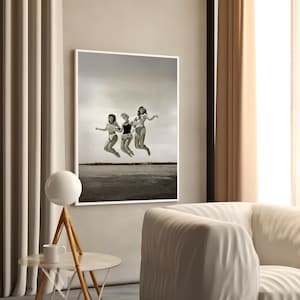Bettie Page Vintage Poster: 1954s Jumping Photo, Black and White Art (Digital Download)