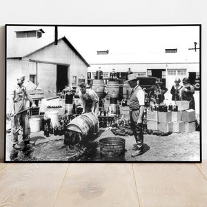 Prohibition Bust, 1920s, 18th Amendment, Prohibition Bust Poster, Liquor, Whiskey, Beer, Bar, Tavern, Speakeasy