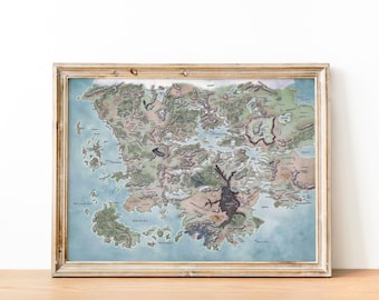 Old Fantasy Realm Map – RPG-Style Cartography Wall Art (Digital Download)