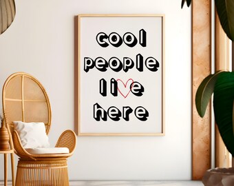 Impresión tipográfica "People Live Here", arte mural moderno (descarga digital)