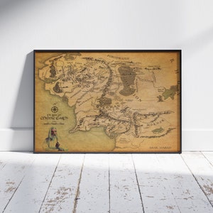 Herr der Ringe Karte, Mittelerde Karte, LOTR, Mittelerde, Karte der Mittelerde, LOTR Karte, Kartenwandkunst, LOTR Print