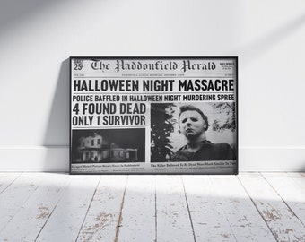 Michael Myers Halloween Newspaper Poster: Vintage Movie Art (Digital Download)