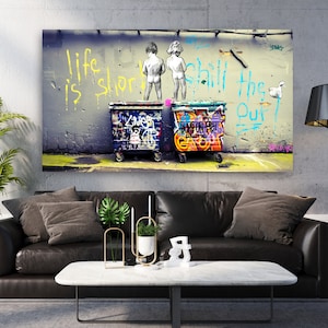 Banksy Street Art Poster - Das Leben ist kurz Digitaler Wanddruck, Banksy Wandkunst, Banksy Poster, Banksy Kunst, Grafitti Kunst, digitaler Download