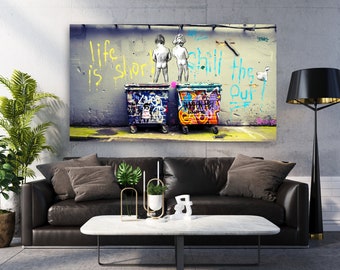 Stampa di street art di Banksy "Life is Short": poster di graffiti (download digitale)