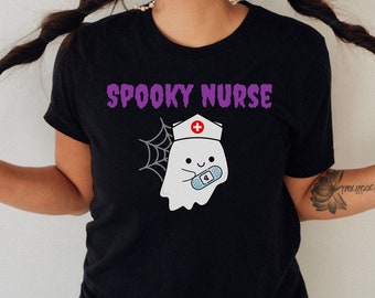 Camiseta de enfermera fantasma espeluznante, linda camiseta de Halloween