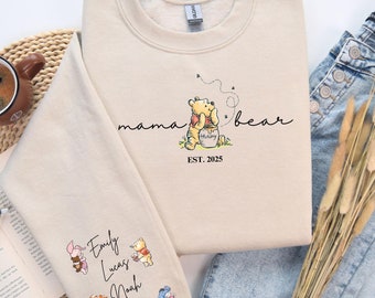 Custom Mama Bear Sweatshirt, Personalized Mom Sweatshirt with Kid Names