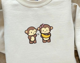Monkey Friends Sweatshirt, Cute Animal Lover Gift