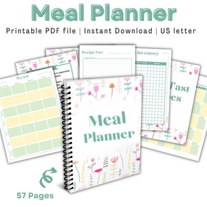 Meal Planner, kitchen planner, meal planner printable, instant download