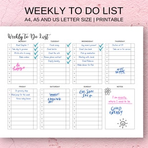 Weekly To Do List Printable | Weekly Task List | Weekly Planner | Productivity Planner | Instant Download PDF | Weekly Daily Checklist