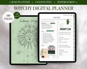 Witchy Digital Planner | Lunar Calendar | Manifestation journal | iPad Planner | Goth planner | Witch Planner | Astrology diary | Undated