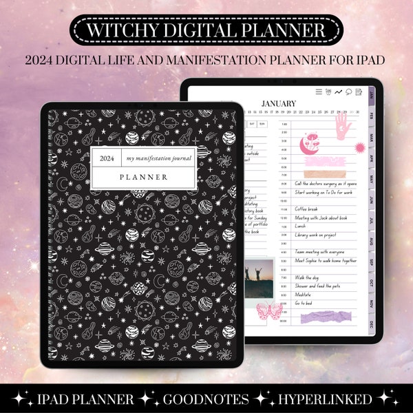 2024 Digital Manifestation planner | Dream journal | Digital gratitude journal | ADHD digital planner | Good notes planner | Witchy | iPad