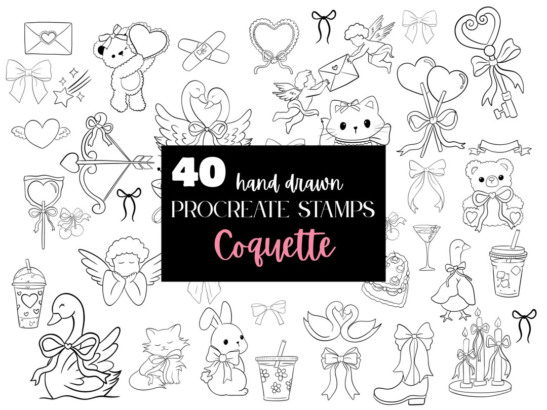 Coquette Bow Stamp Brushes | Hand Drawn Procreate Stamps (digital ...