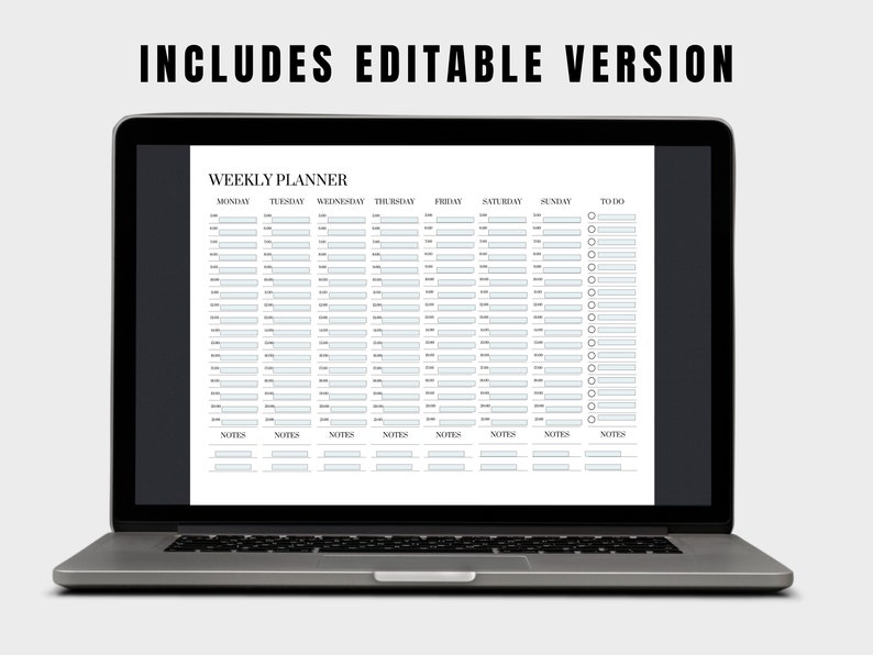 Editable Weekly Hourly Planner | Printable Weekly Schedule | Weekly ...